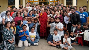 Group Photos of His Holiness the Dalai Lama with Tourists in Dharamsala