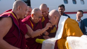 His Holiness the Dalai Lama Arrives at Drepung Gomang Monastery, Karnataka