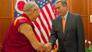 Speaker John Boehner and congressional leaders welcome His Holiness to United States Congress